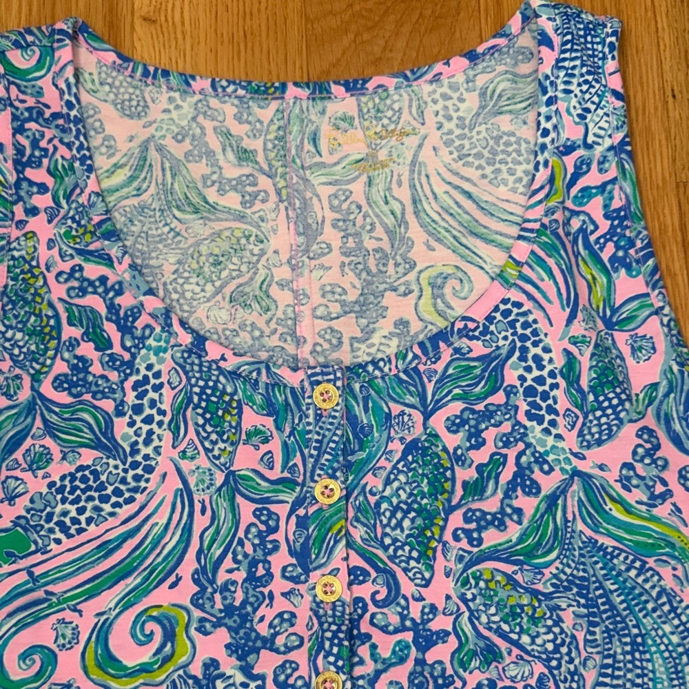 NWT Lilly Pulitzer Lela Henley Tank Pastel Mermaid Patterned Dress - Picture 3 of 6